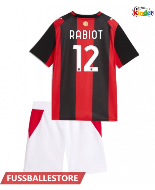 Günstige AC Milan Adrien Rabiot #12 Heimtrikotsatz Kinder 2026-27 Kurzarm (+ Kurze Hosen)